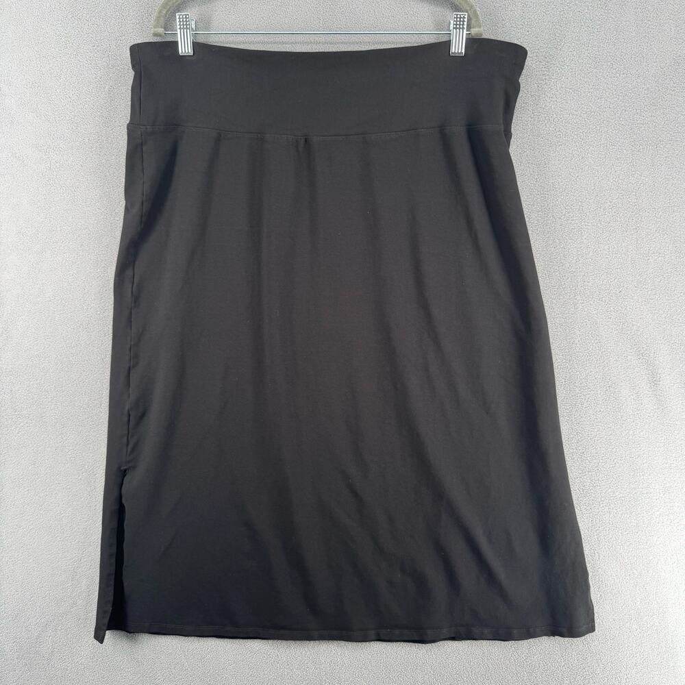 Habitat Black Midi‎ Knee Length Skirt Womens XXL Pull On Elastic Waist Lagenlook
